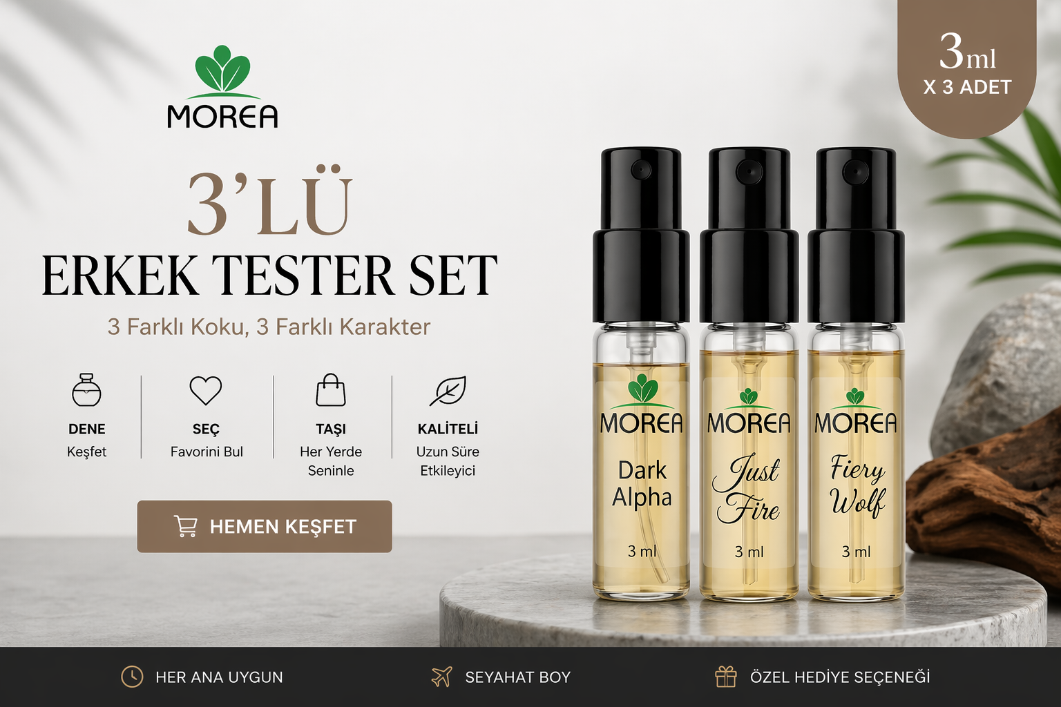 Erkek Parfüm 3 lü set Tester 3 ml